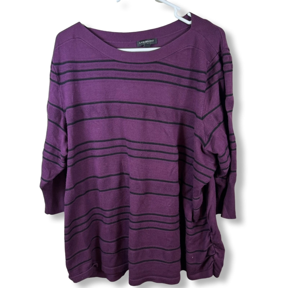 Lane Bryant Plus Plum Purple Long-Sleeve Pullover Top, Size 26 – Excellent
